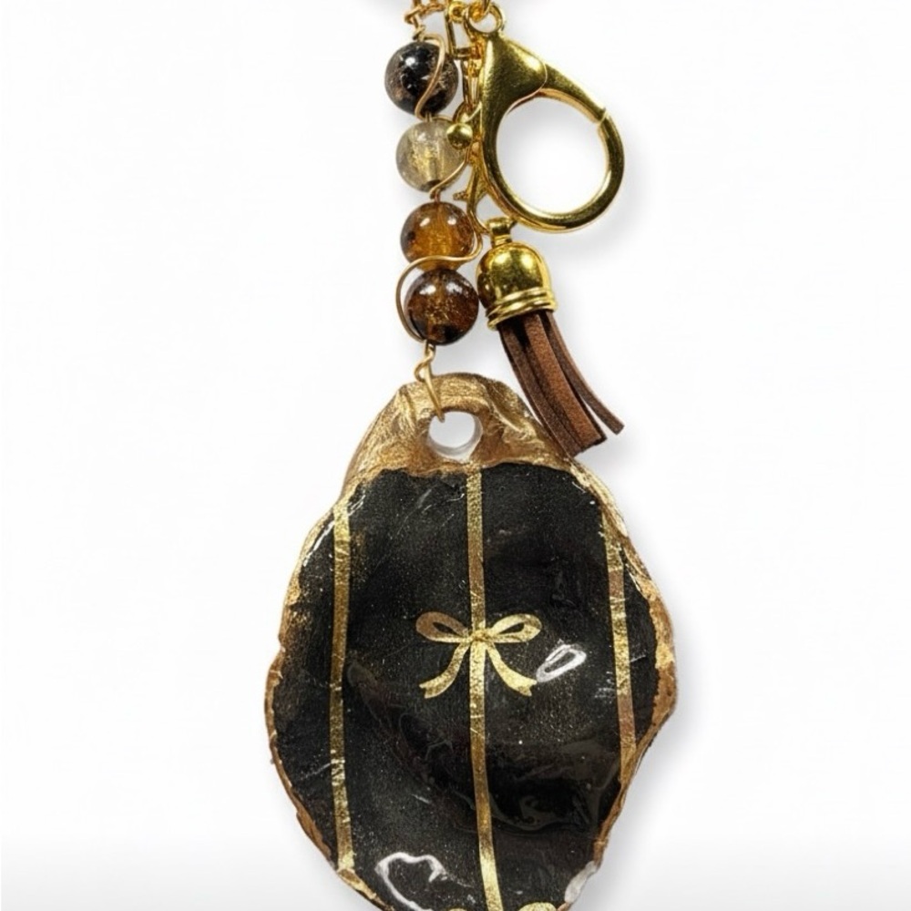 Elegant Black and Gold Keychain/Bag Beads
